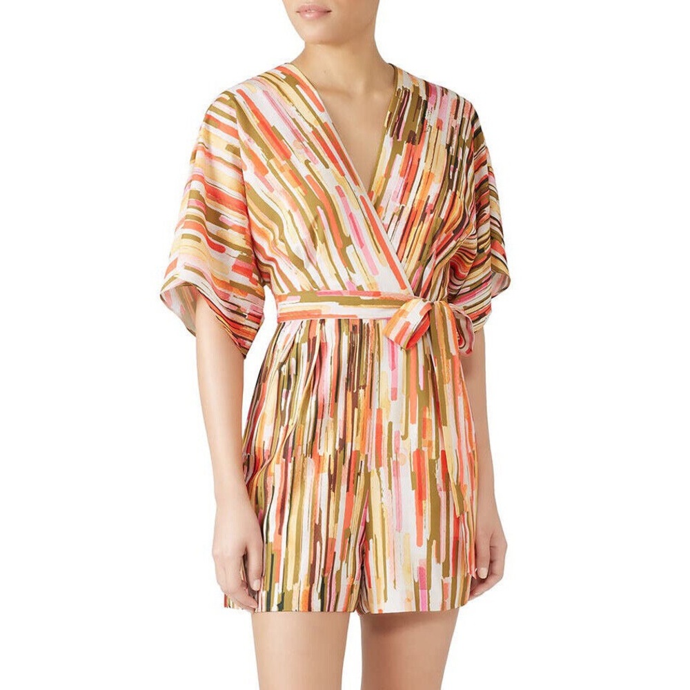 Striped Multicolor Wrap Romper - Women